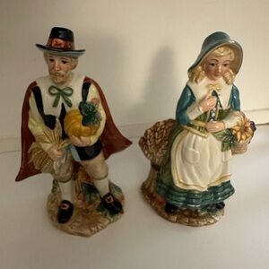 Fitz and Floyd Harvest Heritage Pilgrim Salt & Pepper Shaker Set